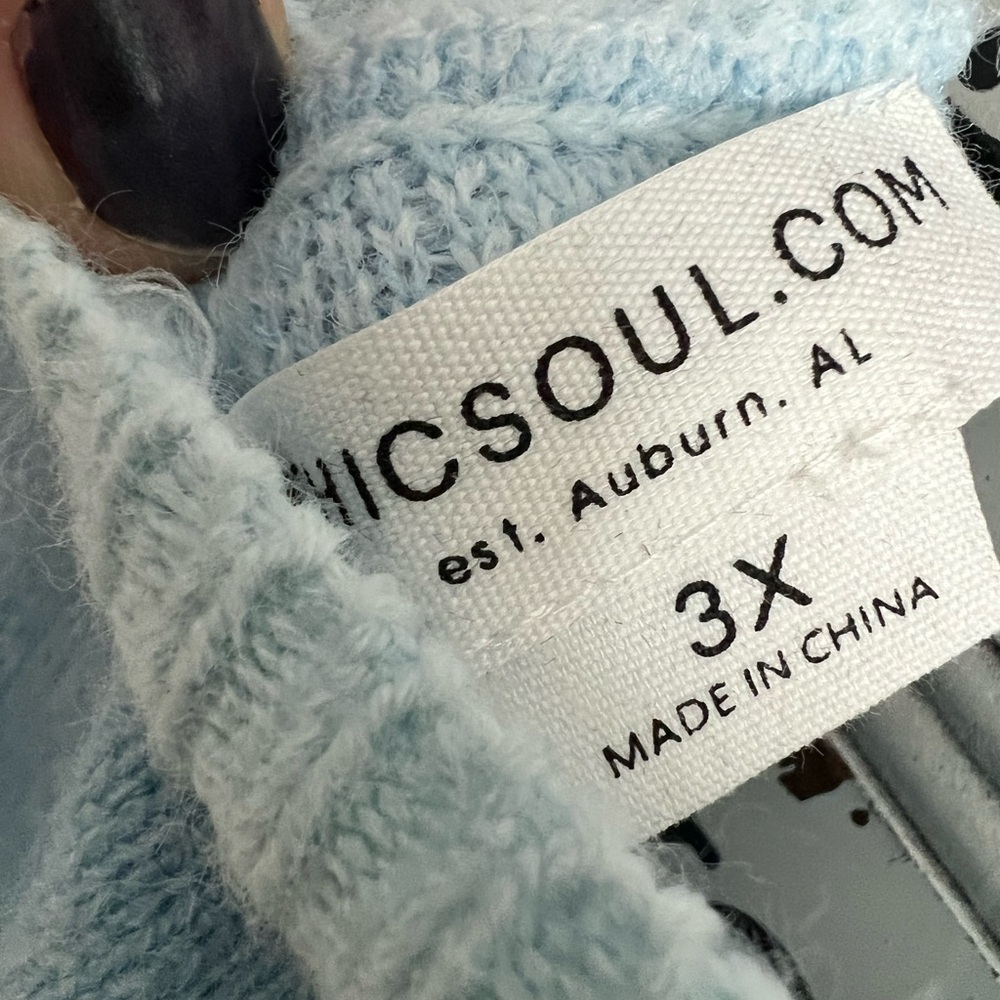 Chic Soul Blue Checkered Knit Sweater - Picture 2 of 2